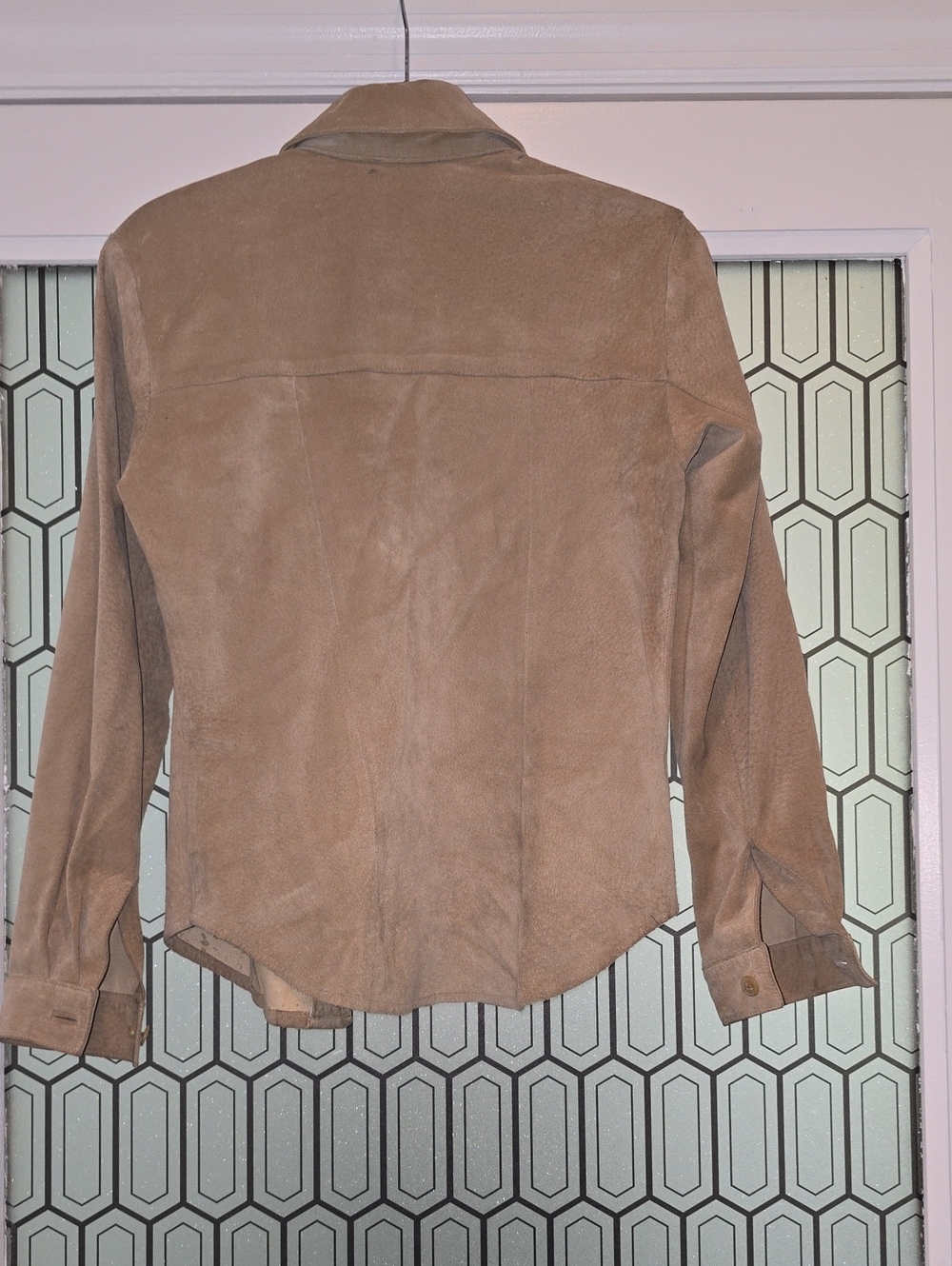 Beige Suede Button-Front Jacket - Picture 3 of 3